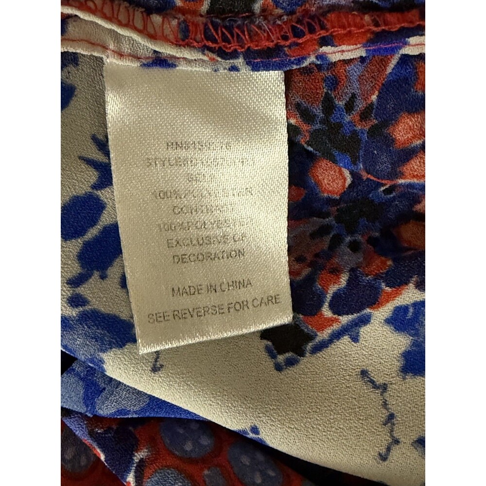 Daniel Rainn Tunic Top Blouse Shirt Lace Mesh Hi Low Chiffon Floral Geometric M - Picture 6 of 7
